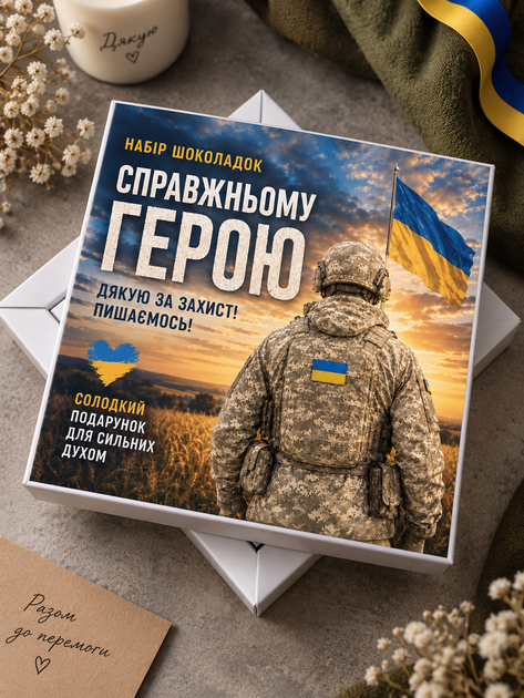 Шоколадный набор Настоящему герою (подарок для военного) - Фото 1 Шоколадный набор Настоящему герою (подарок для военного) - изображение 1