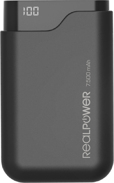 Powerbank RealPower PB-7500C 7500 mAh Black (4040895004284) - obraz 2