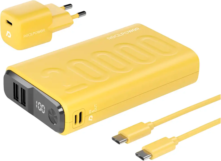 Powerbank RealPower PB-20000PD 20000 mAh Yellow (4040895009180) - obraz 2