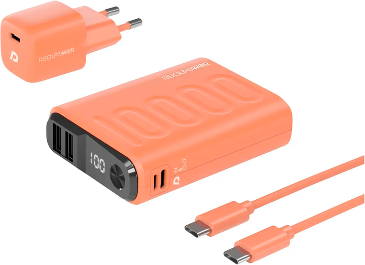 Powerbank RealPower PB-10000PD 10000 mAh Orange (4040895009227) - obraz 2