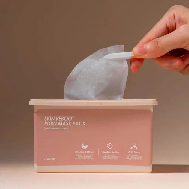 Питательная восстанавливающая маска для лица с PDRN Genosys Skin Reboot PDRN Mask Pack RPM 30 шт - изображение 4