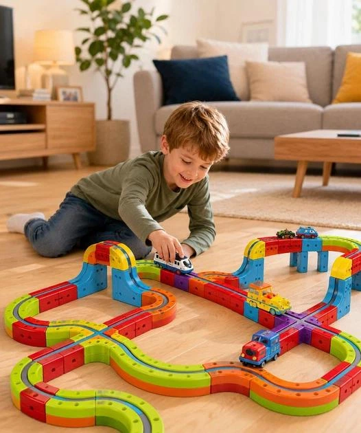 Магнитный конструктор Поезд 82 детали Magnetic DIY Rail Car / Детский конструктор / Магнитная железная дорога для детей (md-17821) - Фото 3 Магнитный конструктор Поезд 82 детали Magnetic DIY Rail Car / Детский конструктор / Магнитная железная дорога для детей (md-17821) - изображение 3