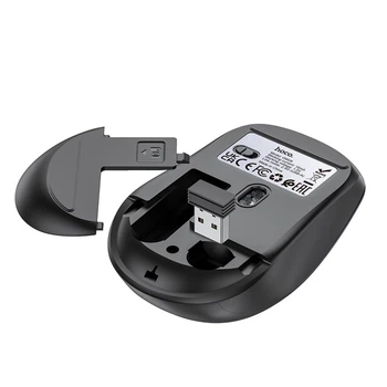Беспроводная оптическая USB мышка Wireless Hoco GM28 радиус действия до 10 метров на частоте 2.4GHz от 800 до 1600 DPI Black - Фото 4 Беспроводная оптическая USB мышка Wireless Hoco GM28 радиус действия до 10 метров на частоте 2.4GHz от 800 до 1600 DPI Black - изображение 4