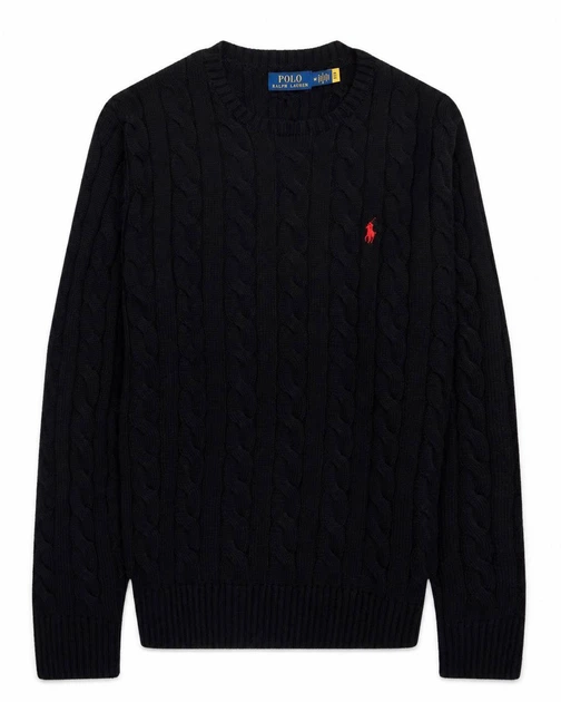 Чоловічий в’язаний светр Polo Ralph Lauren Cable-Knit Cotton чорний SWT-POLO-006-M - Фото 1 Чоловічий в’язаний светр Polo Ralph Lauren Cable-Knit Cotton чорний SWT-POLO-006-M - зображення 1
