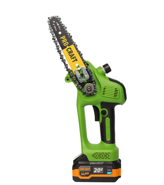 Аккумуляторная цепная пила Procraft PKA35 20 В бесщеточная мини пила шина 6 дюймов 152 мм скорость цепи 8 м с 5400 об мин с АКБ 4 А·ч TURBO зарядным устройством слайдерного типа автоматической смазкой для обрезки деревьев веток дров - изображение 7