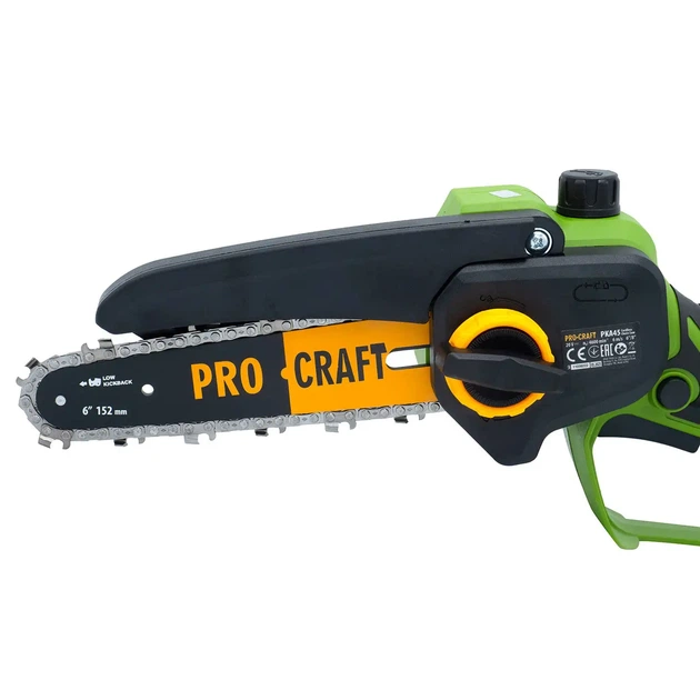Аккумуляторная цепная пила Procraft PKA45 20 В бесщеточная мини пила 4600 об мин скорость цепи 6 м с шины 6 и 8 дюймов 152 203 мм с 2 АКБ 2 А·ч 2 шинами 2 цепями автоматической смазкой бесключевым натяжением зарядным устройством кейсом - изображение 11