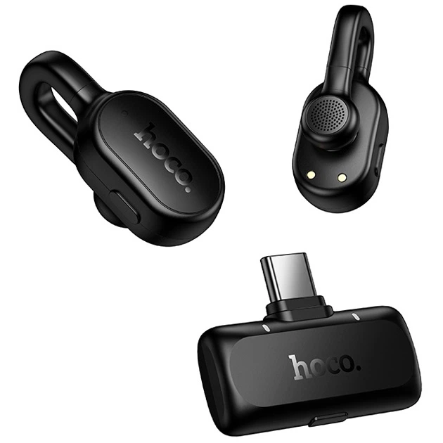 Мікрофон бездротовий Hoco L27 Ice Hidden Type-C, 70/400mAh, шумопоглинання ENC, 2 мікрофони з кейсом, для Android Чорний - изображение 5