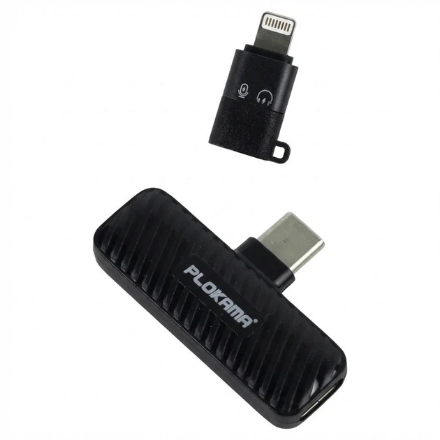 Беспроводной петличный микрофон PLOKAMA VM-20 2в1 2 микрофона Type-C / Lightning с меховой ветрозащитой Черный - изображение 3