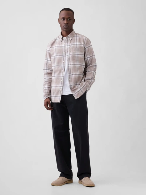 Рубашка хлопковая мужская GAP 768479574 XL Бежевая (1162031211) - Фото 3 Рубашка хлопковая мужская GAP 768479574 XL Бежевая (1162031211) - изображение 3