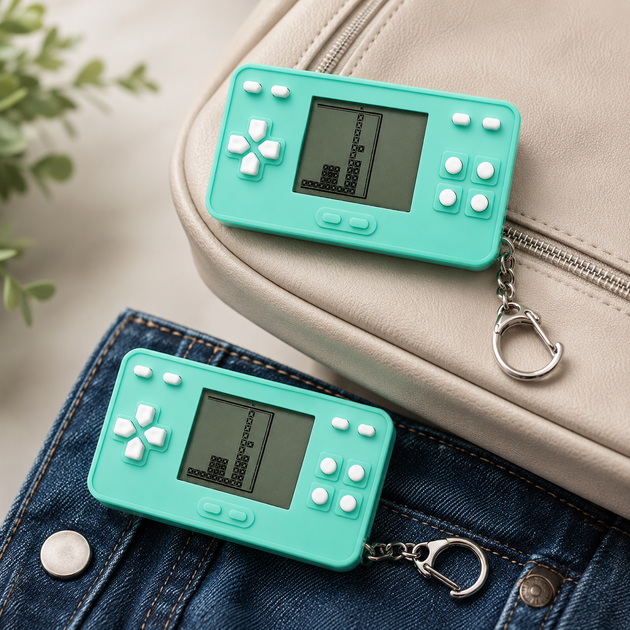 Портативная мини игровая приставка-брелок Pocket Multi Game - ретро головоломка для ключей - изображение 3