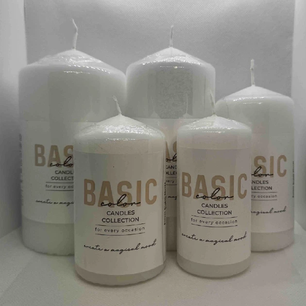 Свічка парафінова інтер'єрна циліндрична Basic Canndles Collection 50х100 мм Біла, 150 г - Фото 4 Свічка парафінова інтер'єрна циліндрична Basic Canndles Collection 50х100 мм Біла, 150 г - зображення 4