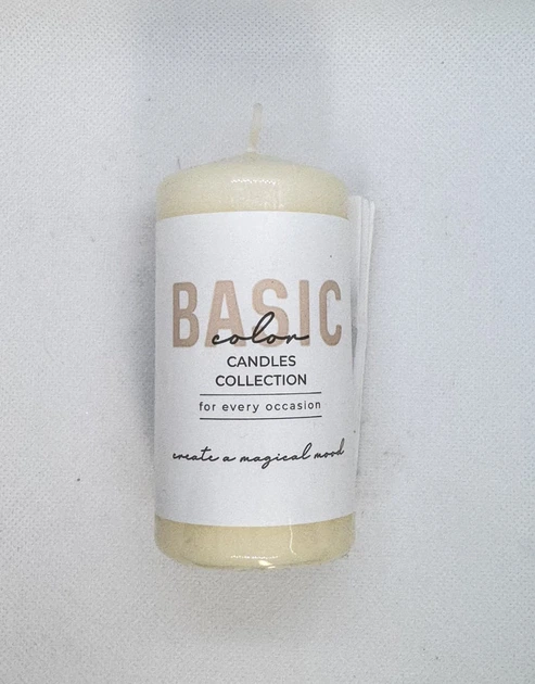 Свічка парафінова інтер'єрна циліндрична Basic Canndles Collection 50х100 мм Слонова Кістка, 150 г - Фото 2 Свічка парафінова інтер'єрна циліндрична Basic Canndles Collection 50х100 мм Слонова Кістка, 150 г - зображення 2