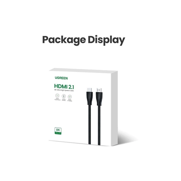 Кабель мультимедійний HDMI M to HDMI M 2.0m braided HD140 black Ugreen (80403) - Фото 6 Кабель мультимедійний HDMI M to HDMI M 2.0m braided HD140 black Ugreen (80403) - зображення 6