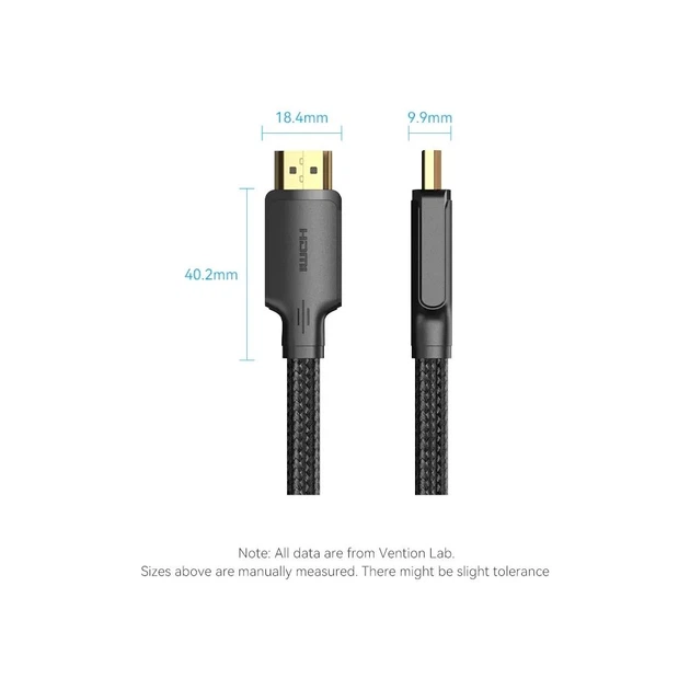 Кабель мультимедійний HDMI M to HDMI M 20.0m 1080p60Hz cotton braided black Vention (ALLBQ) - Фото 7 Кабель мультимедійний HDMI M to HDMI M 20.0m 1080p60Hz cotton braided black Vention (ALLBQ) - зображення 7