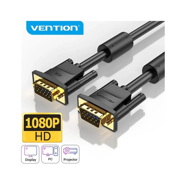 Кабель мультимедийный VGA M to VGA M 10.0m black Vention (DAEBL) - Фото 5 Кабель мультимедийный VGA M to VGA M 10.0m black Vention (DAEBL) - изображение 5
