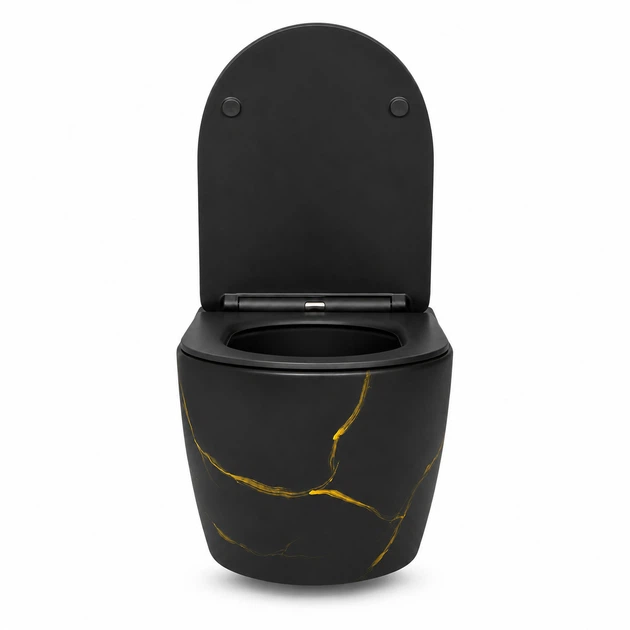 Подвесной унитаз VBI VULCANO BLACK MARBLE MATT TORNADO - изображение 3