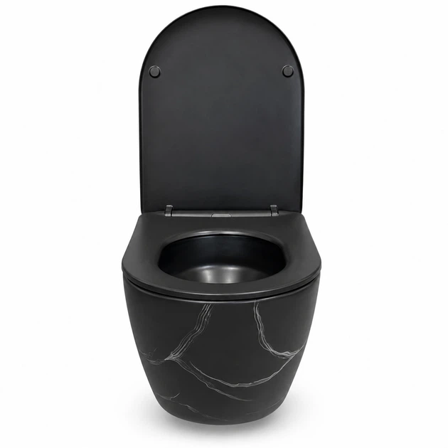 Подвесной безободковый унитаз VBI Vulcano Tornado black stone matt VBI-020423 - изображение 3