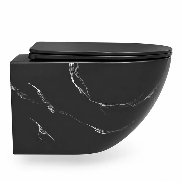 Подвесной безободковый унитаз VBI Vulcano Tornado black stone matt VBI-020423 - изображение 4
