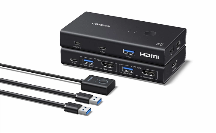 Сплиттер UGREEN AK502 HDMI KVM Switch 2 In 1 Out Black (75246) - изображение 2