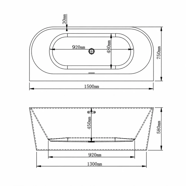 Ванна VBI CAVALLINO 150 x 75 пристенная - изображение 6