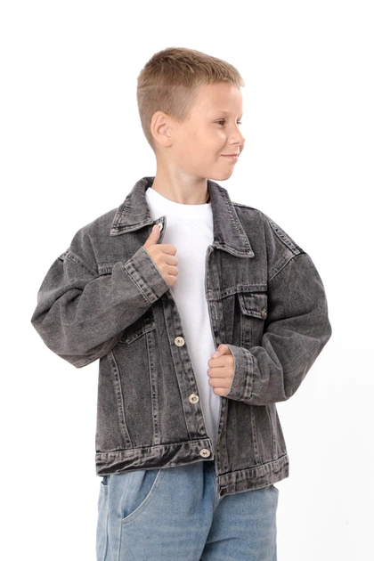 Дитяча джинсова куртка для хлопчика NoBrand 128 Сірий (p-20939-252463) - зображення 2
