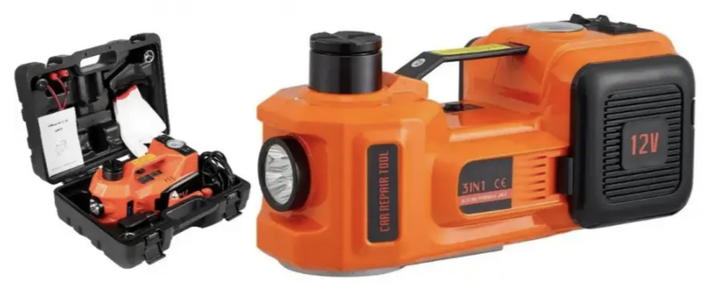Электрический домкрат 3 в 1 5 т 12 В 150–450 мм с компрессором 150 PSI, LED-фонарем в кейсе Автомобильный подъемник для гаража и шиномонтажа - изображение 7