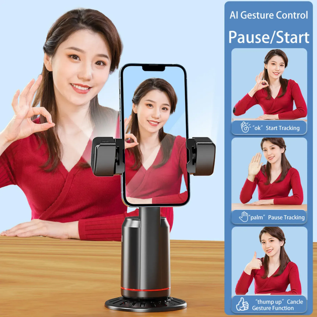Умный держатель-стабилизатор Q02 360° для смартфона с AI-отслеживанием лица и управлением жестами для блогеров 1200 mAh 95х95х187 мм - изображение 10
