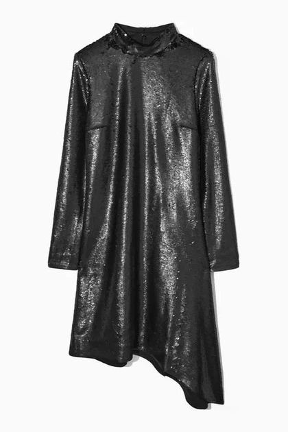 Сукня жіноча COS asymmetric sequinned mini dress 1205116001 Eur 34 Чорний - Фото 5 Сукня жіноча COS asymmetric sequinned mini dress 1205116001 Eur 34 Чорний - изображение 5