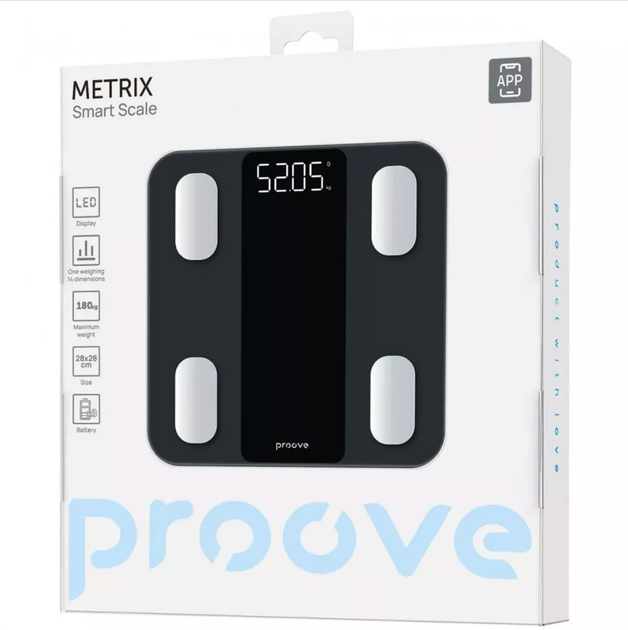 Електронні підлогові смарт ваги Proove Metrix (до 180кг) із загартованого скла та підтримкою додатка - зображення 2