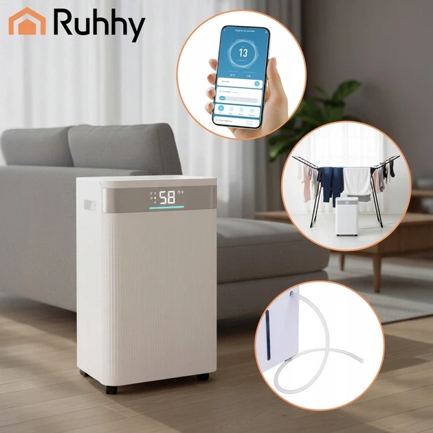 Осушувач повітря Ruhhy Brisoo 2000 Smart WiFi 26801, 330 Вт, 20 л/день, бак 4,3 л - зображення 2