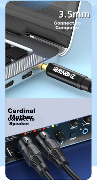 Аудиокабель ZHENWEI Mini Jack 3.5 мм - 2 x XLR мама, 10 м (ZW-YPX335) - изображение 4