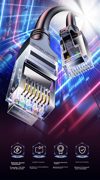 Патч-корд Shengwei Cat 6 1 Гбит/с 20 м Черный (LC-1220G) - изображение 2