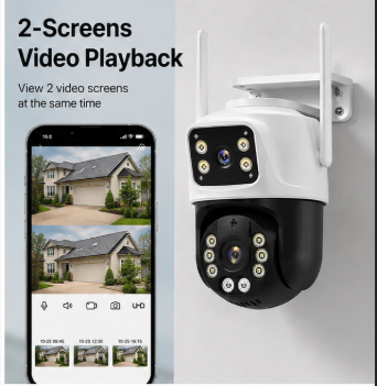 Вулична Wi-Fi камера відеоспостереження 8MP 4K з двома об'єктивами, PTZ, PIR, нічним баченням та iCSee - Фото 2 Вулична Wi-Fi камера відеоспостереження 8MP 4K з двома об'єктивами, PTZ, PIR, нічним баченням та iCSee - зображення 2
