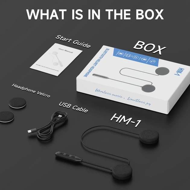 Bluetooth-гарнітура для шолома HM-1, IPX7, 50 годин роботи, шумозаглушення - Фото 3 Bluetooth-гарнітура для шолома HM-1, IPX7, 50 годин роботи, шумозаглушення - зображення 3