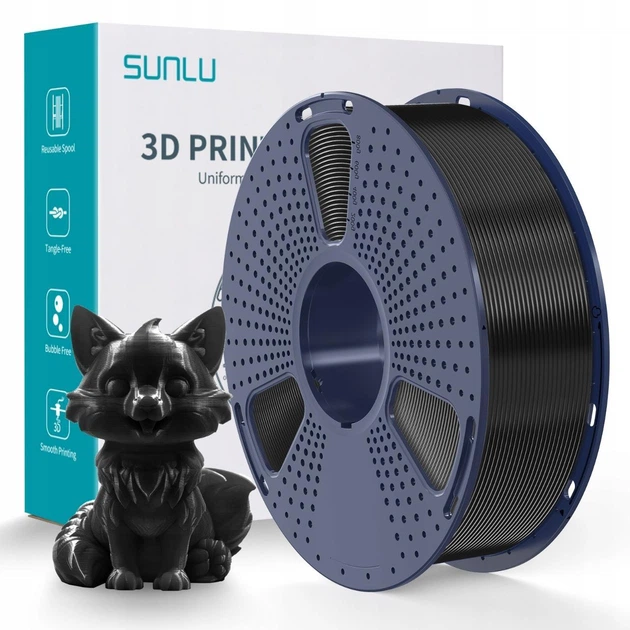 Набір - 10 кг PETG -пластик Філамент Sunlu PETG Basic Classic Black для 3D-принтера - 1Кг, 1.75mm Чорний з Котушкою - 10шт - Фото 2 Набір - 10 кг PETG -пластик Філамент Sunlu PETG Basic Classic Black для 3D-принтера - 1Кг, 1.75mm Чорний з Котушкою - 10шт - изображение 2
