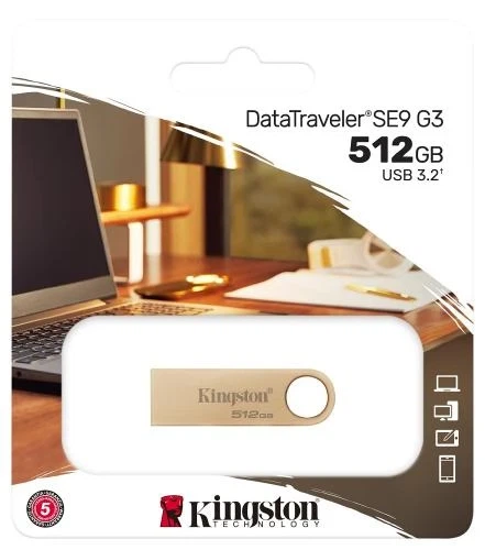 Флеш накопичувач USB 512Gb Kingston DataTraveler SE9 G3, Gold, USB 3.2 Gen 1, до 220/100 МБ/с (DTSE9G3/512GB) - изображение 3