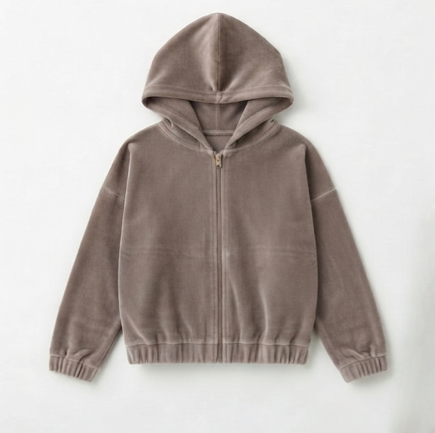 Дитячий велюровий спортивний костюм oversize з капюшоном 140 см капучино 080826 - Фото 5 Дитячий велюровий спортивний костюм oversize з капюшоном 140 см капучино 080826 - зображення 5