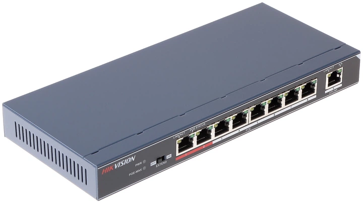 Коммутатор HIKVISION DS-3E0109P 9-портовый 100 Мбит/с с PoE для видеонаблюдения, металлический - изображение 2