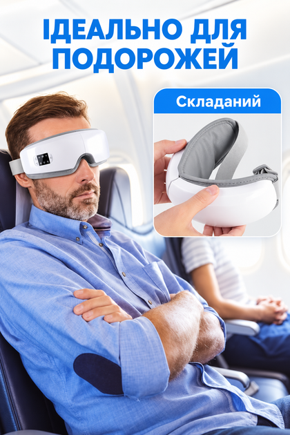 Массажер для глаз 4D с компрессионным массажем, подогревом, вибрацией и Bluetooth - изображение 4