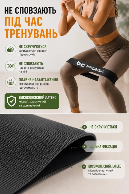 Фітнес гумки для фітнесу набір латексних гумок 5шт еспандери латексні петлі розтягування стрічки для спорту тренувань ніг сідниць рук преса силових вправ з антиковзаючим покриттям багатофункціональні універсальні у мішечку 4-23 кг Bandsclub Power Mini - зображення 2