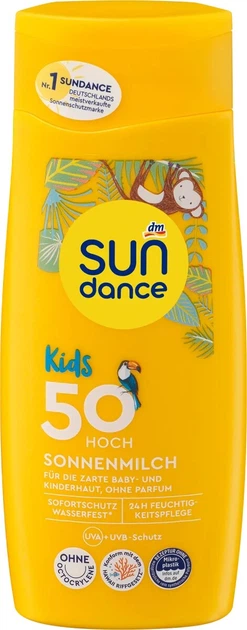 Дитяче сонцезахисне молочко SPF 50 SUNDANCE, 200 мл - Фото 1 Дитяче сонцезахисне молочко SPF 50 SUNDANCE, 200 мл - изображение 1