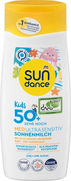 Дитяче сонцезахисне молочко MED Ultra Sensitive LSF 50+ SUNDANCE, 200 мл - Фото 1 Дитяче сонцезахисне молочко MED Ultra Sensitive LSF 50+ SUNDANCE, 200 мл - изображение 1
