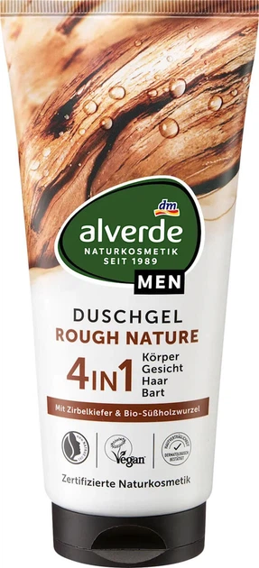 Гель для душа Грубая природа 3в1 alverde MEN, 200 ml - Фото 1 Гель для душа Грубая природа 3в1 alverde MEN, 200 ml - изображение 1