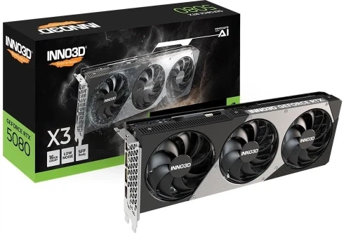 Відеокарта GeForce RTX 5080, Inno3D, X3, 16Gb GDDR7, 256-bit, HDMI/3xDP, 2617/30000 MHz, 16-pin (N50803-16D7-176068N) - Фото 4 Відеокарта GeForce RTX 5080, Inno3D, X3, 16Gb GDDR7, 256-bit, HDMI/3xDP, 2617/30000 MHz, 16-pin (N50803-16D7-176068N) - изображение 4
