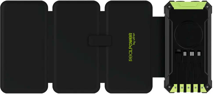 УМБ RealPower PB-20000 Solar 20000 mAh Black/Green (4040895011732) - Фото 2 УМБ RealPower PB-20000 Solar 20000 mAh Black/Green (4040895011732) - зображення 2
