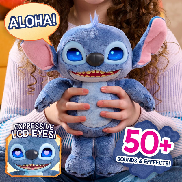 Интерактивная плюшевая игрушка Стич с анимированными LCD-глазками 35 см Disney Stitch 11583 - изображение 4