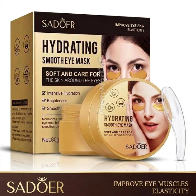 Гидрогелевые патчи под глаза с золотом SADOER Hydrating Smooth Eye Mask, от отеков и темных кругов, 60 шт - Фото 1 Гидрогелевые патчи под глаза с золотом SADOER Hydrating Smooth Eye Mask, от отеков и темных кругов, 60 шт - изображение 1