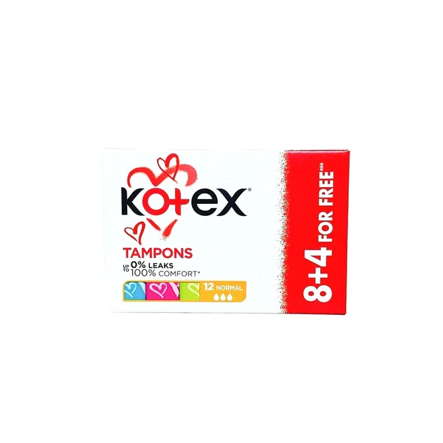 Тампони Kotex Normal 8+4 шт - Фото 1 Тампони Kotex Normal 8+4 шт - зображення 1