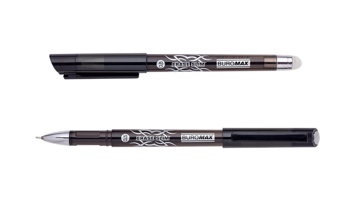 Ручка гелева пиши-стирай BUROMAX Erase Slim 0,5 mm Чорна (BM.8300-02) - Фото 1 Ручка гелева пиши-стирай BUROMAX Erase Slim 0,5 mm Чорна (BM.8300-02) - изображение 1