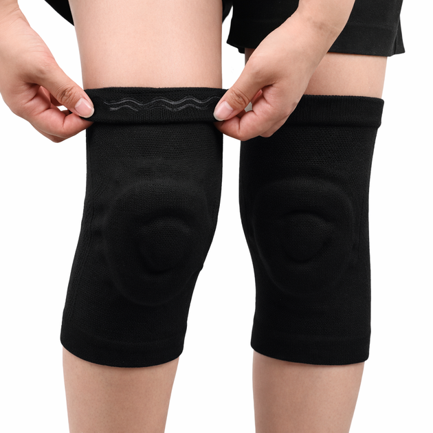 Спортивные наколенники с силиконовыми вставками и компрессионной поддержкой Black S (30–40 cm) - изображение 2